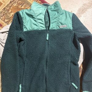 Columbia Women Teal and Dark Green Fleece Jacket